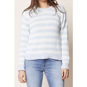 ROLLAS FRANCES STRIPED SWEATER CHUNKY KNIT COTTON SKY BLUE XS